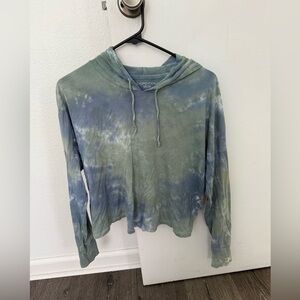 Beyond yoga tie dye blue green cropped hoodie shirt